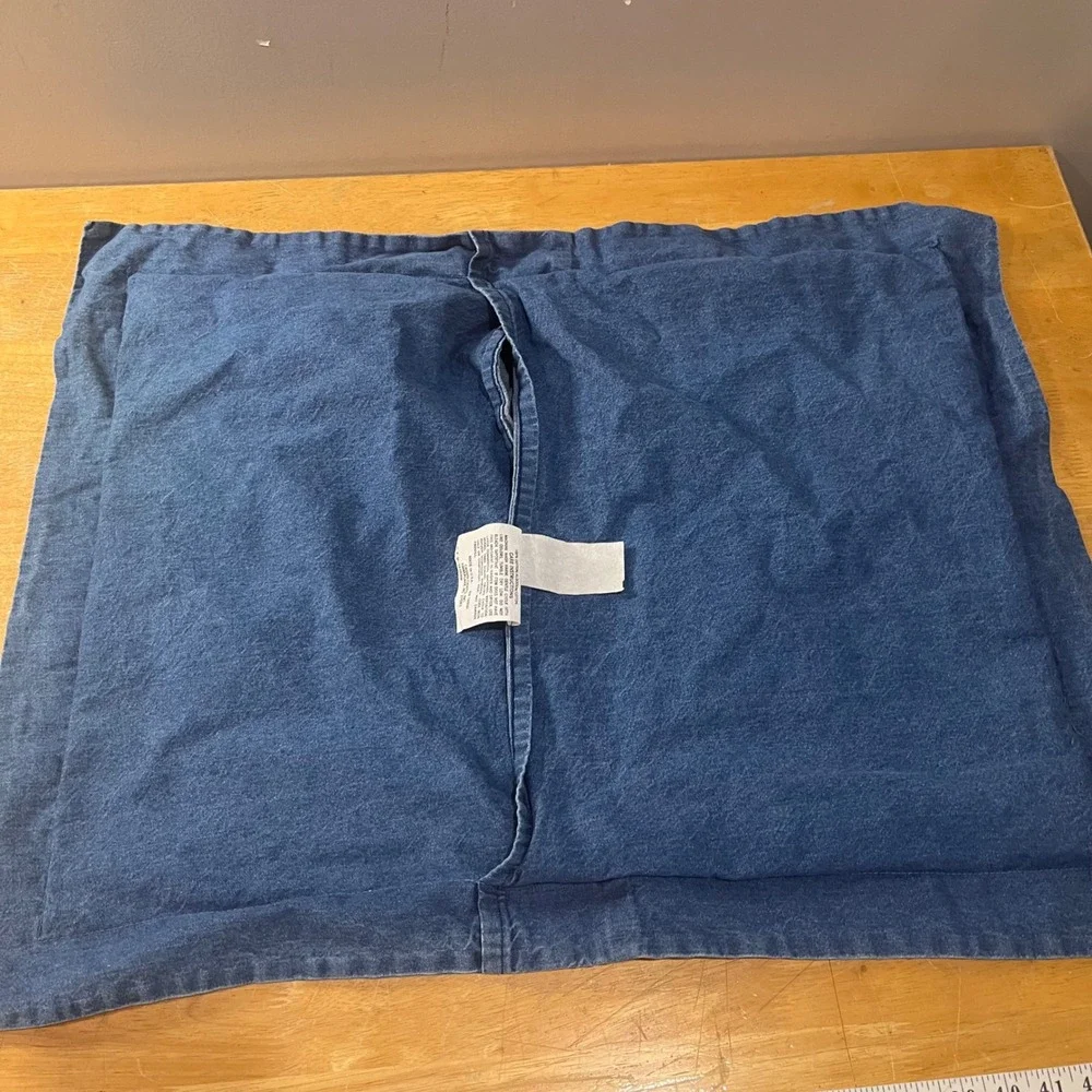 Vtg Crown Crafts Blue Denim Standard Pillow Sham 100% Cotton Made in USA